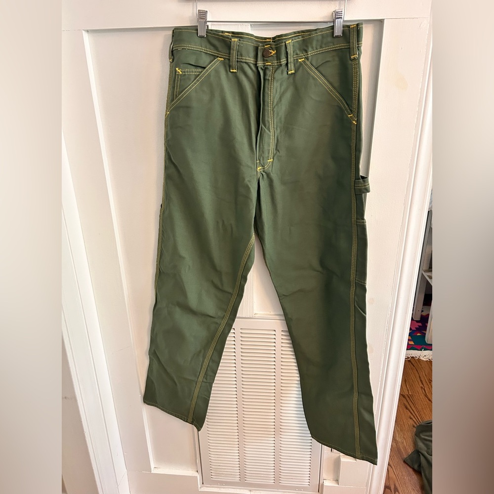 Stan Ray Original Painter Pants green with yellow stitching